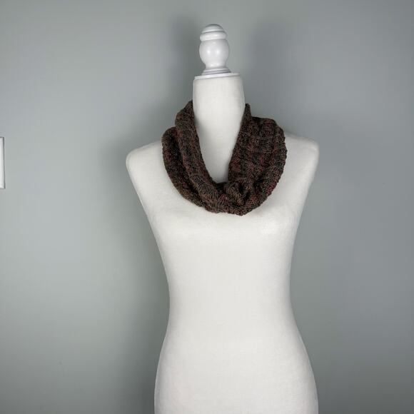 Handmade knitted infinity scarf neck gator pink green brown - Picture 5 of 11